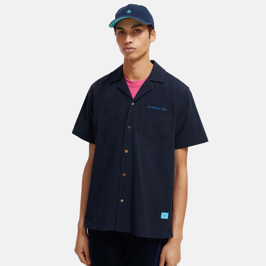 EMBROIDERED CAMP SHIRT | NIGHT