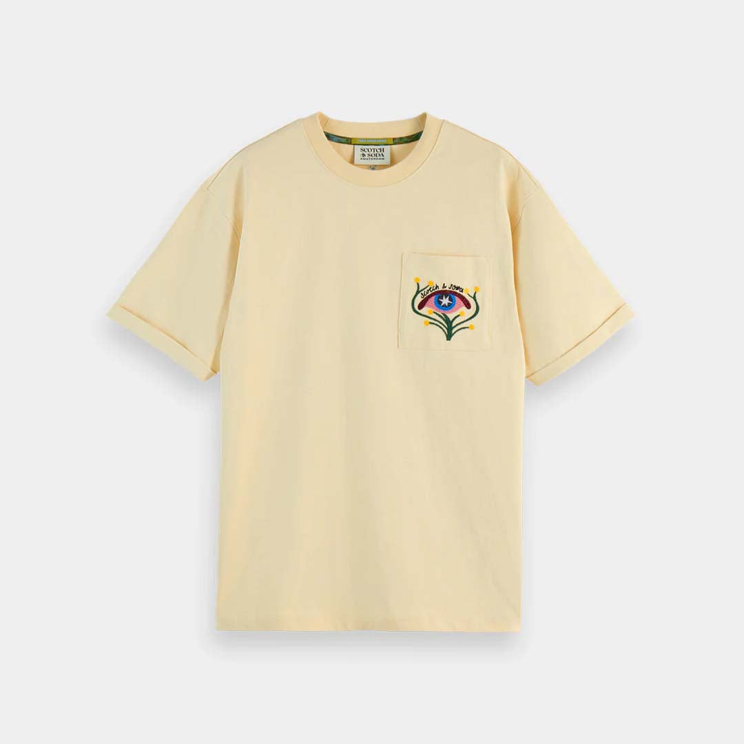 EMBROIDERED POCKET T-SHIRT | PARCHMENT