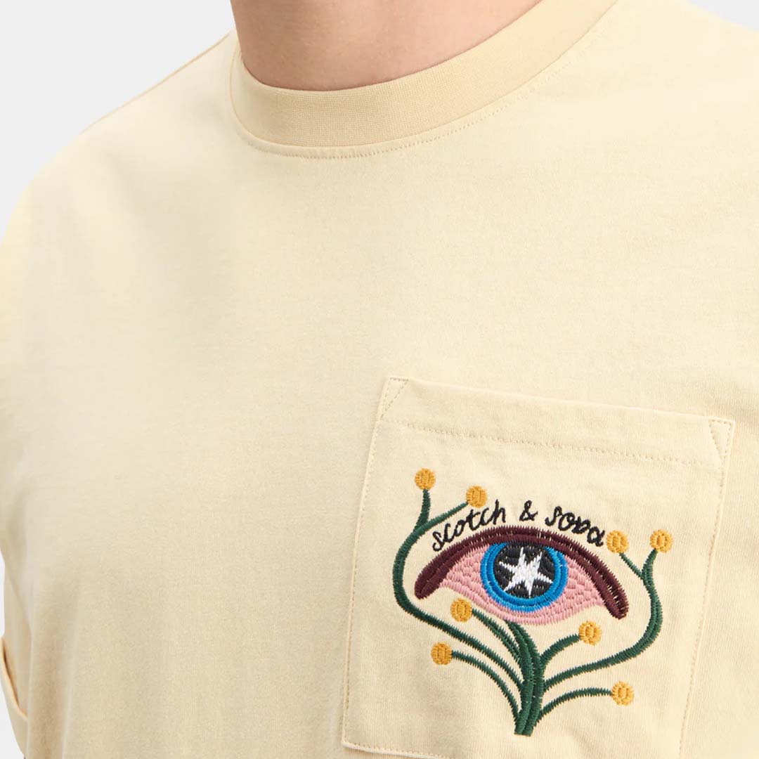 EMBROIDERED POCKET T-SHIRT | PARCHMENT