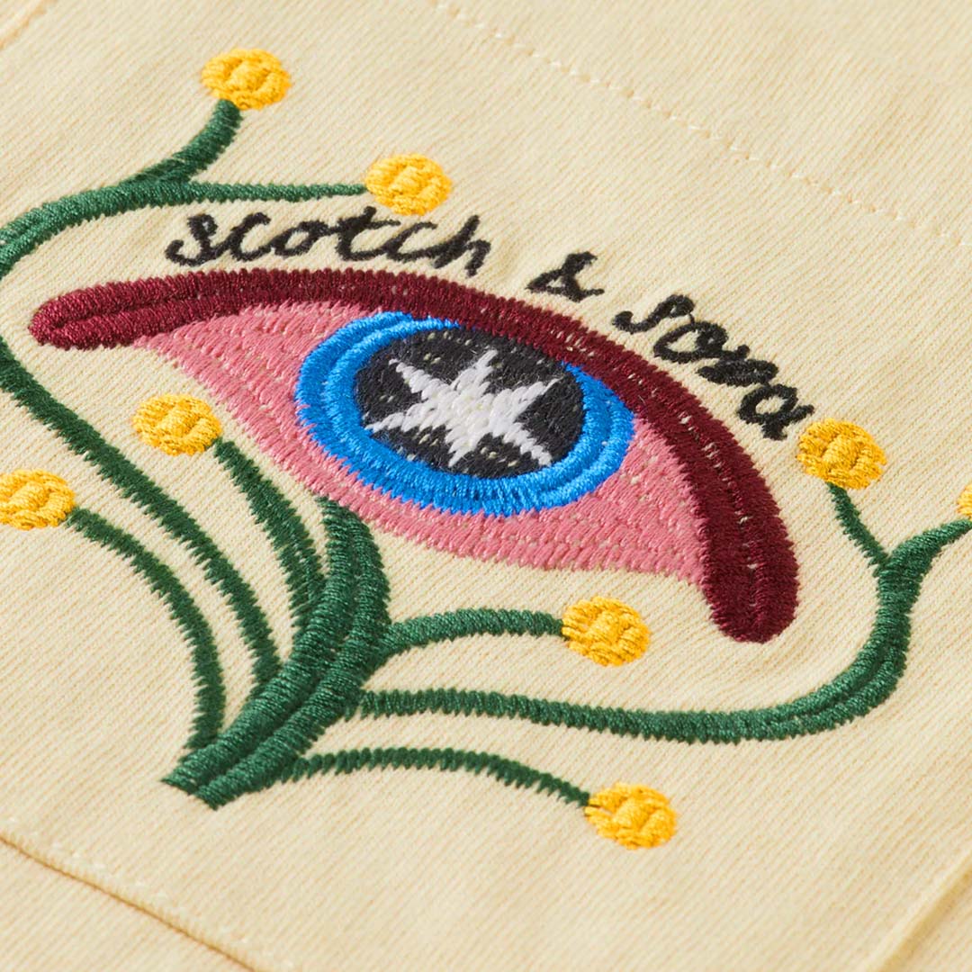 EMBROIDERED POCKET T-SHIRT | PARCHMENT