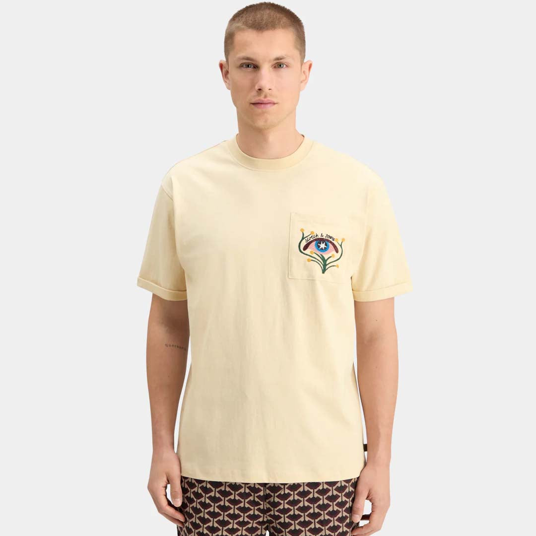 EMBROIDERED POCKET T-SHIRT | PARCHMENT