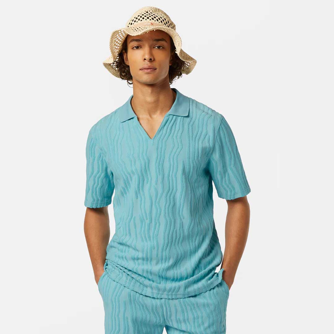 Jacquard Terry Polo | Sea Blue