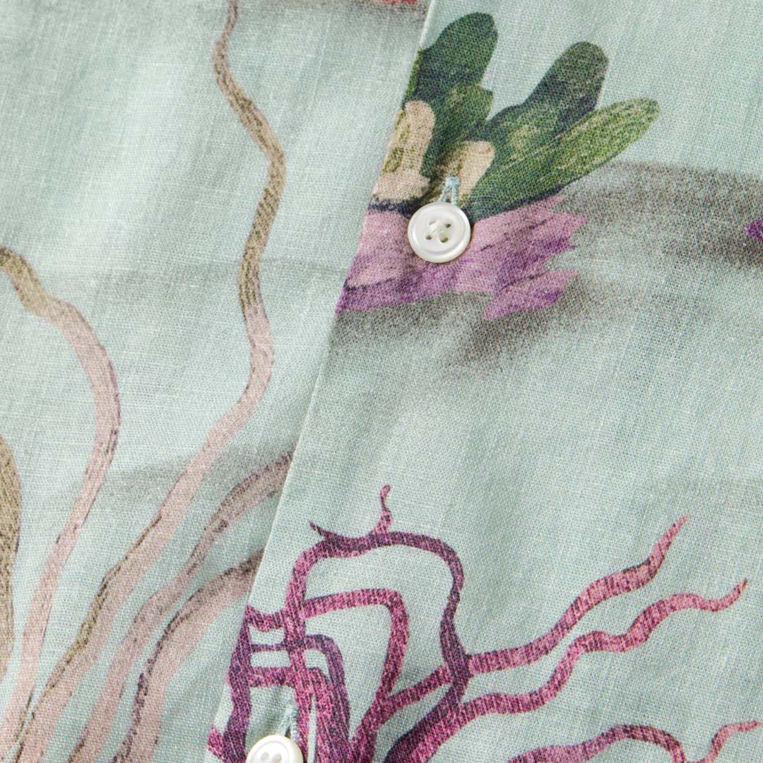 LINEN-VISCOSE PRINTED SHIRT | CORAL REEF