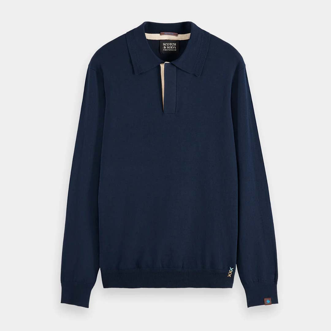 LONG SLEEVED KNIT POLO | NIGHT