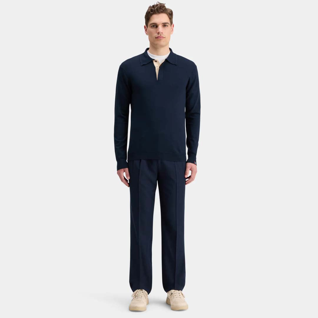 LONG SLEEVED KNIT POLO | NIGHT