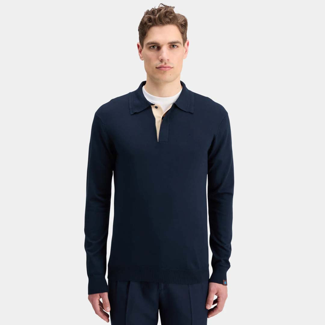 LONG SLEEVED KNIT POLO | NIGHT
