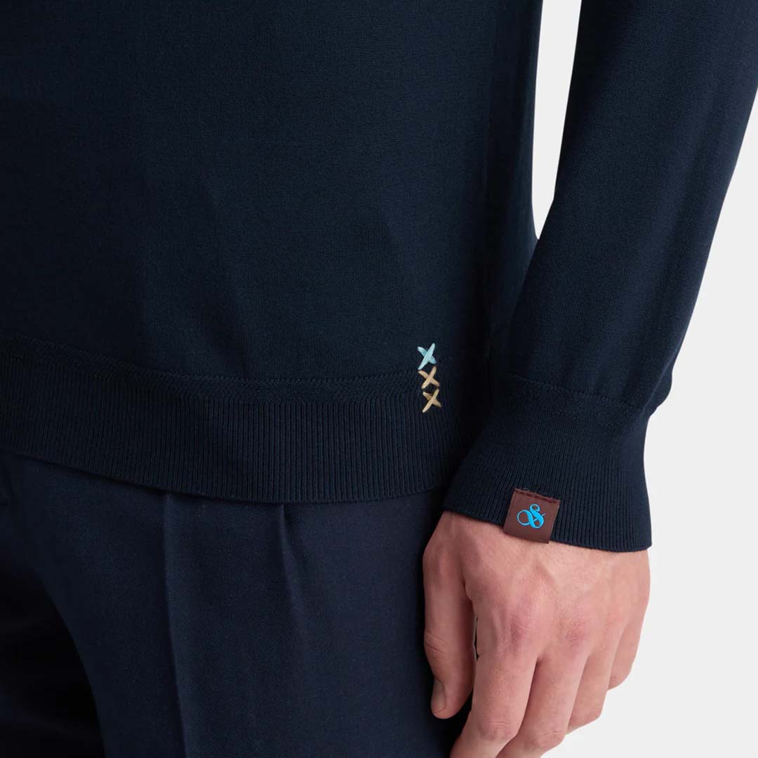 LONG SLEEVED KNIT POLO | NIGHT