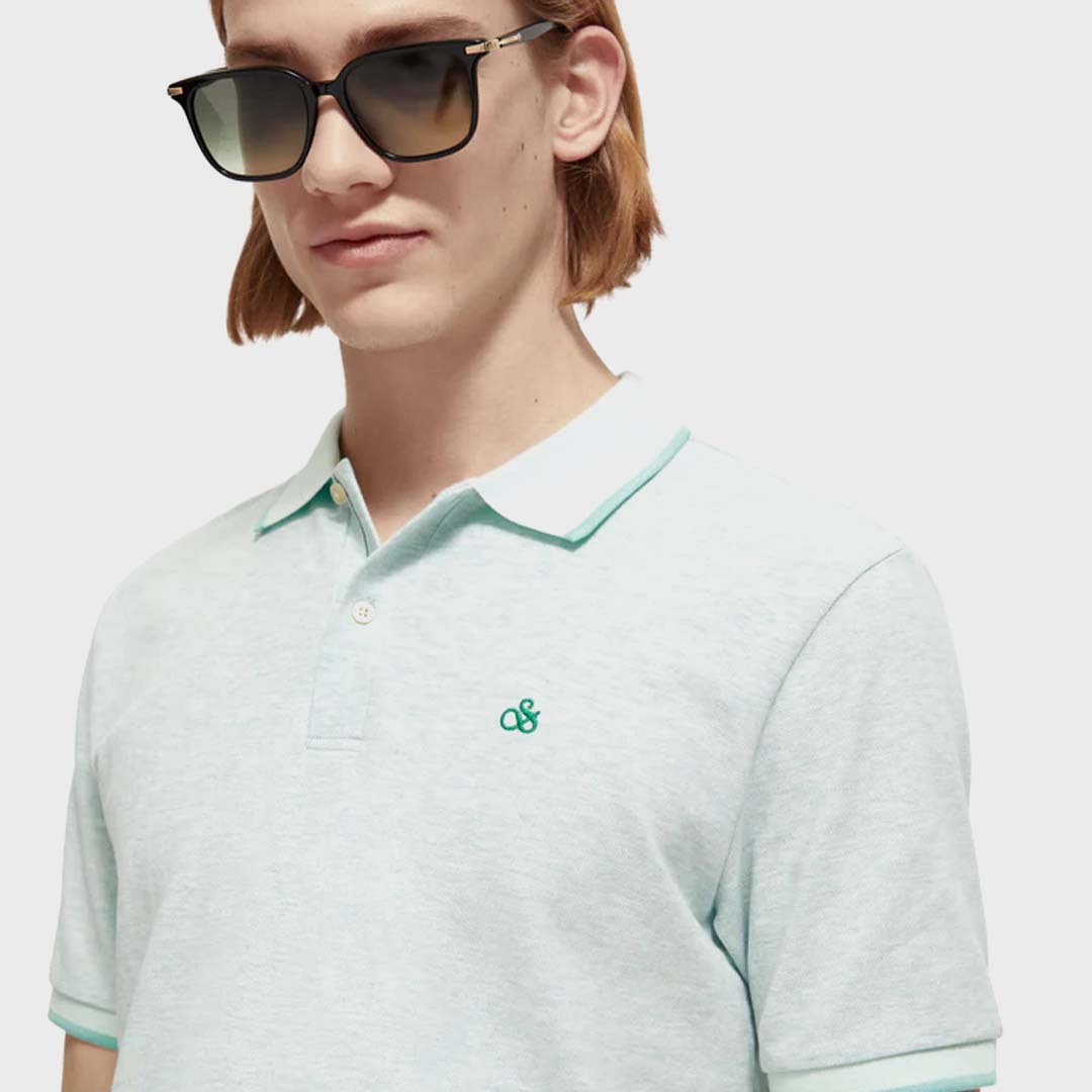 MELANGE TONAL LOGO POLO SHIRT | MINT MELANGE