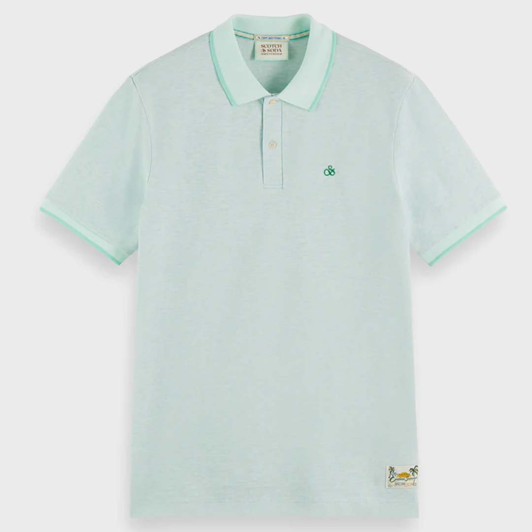 MELANGE TONAL LOGO POLO SHIRT | MINT MELANGE