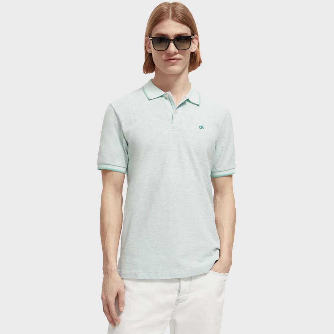 MELANGE TONAL LOGO POLO SHIRT | MINT MELANGE