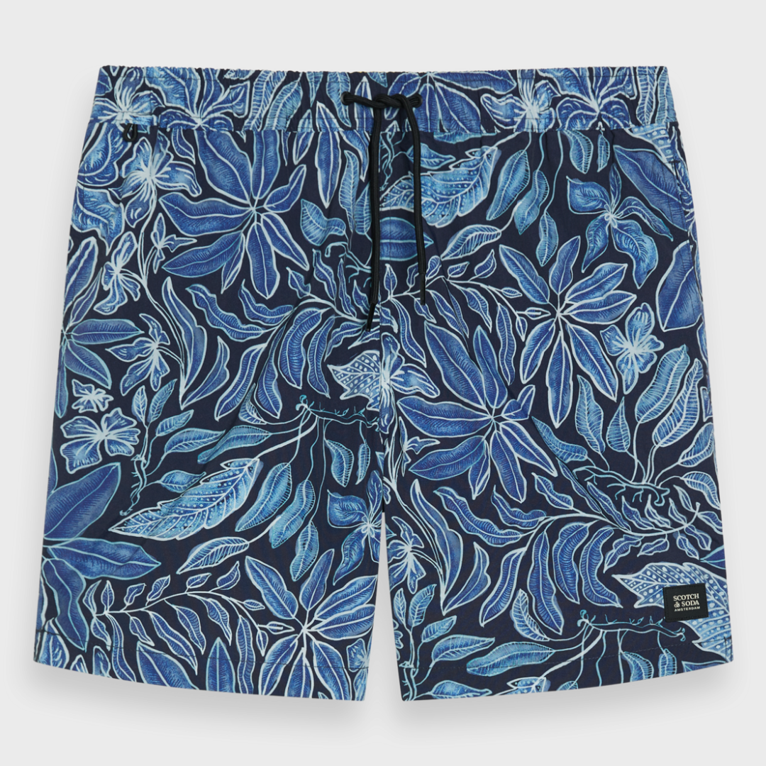 MID-LENGTH PRINTED SWIMSHORTS | NOCTURNAL FLORAL BLUE