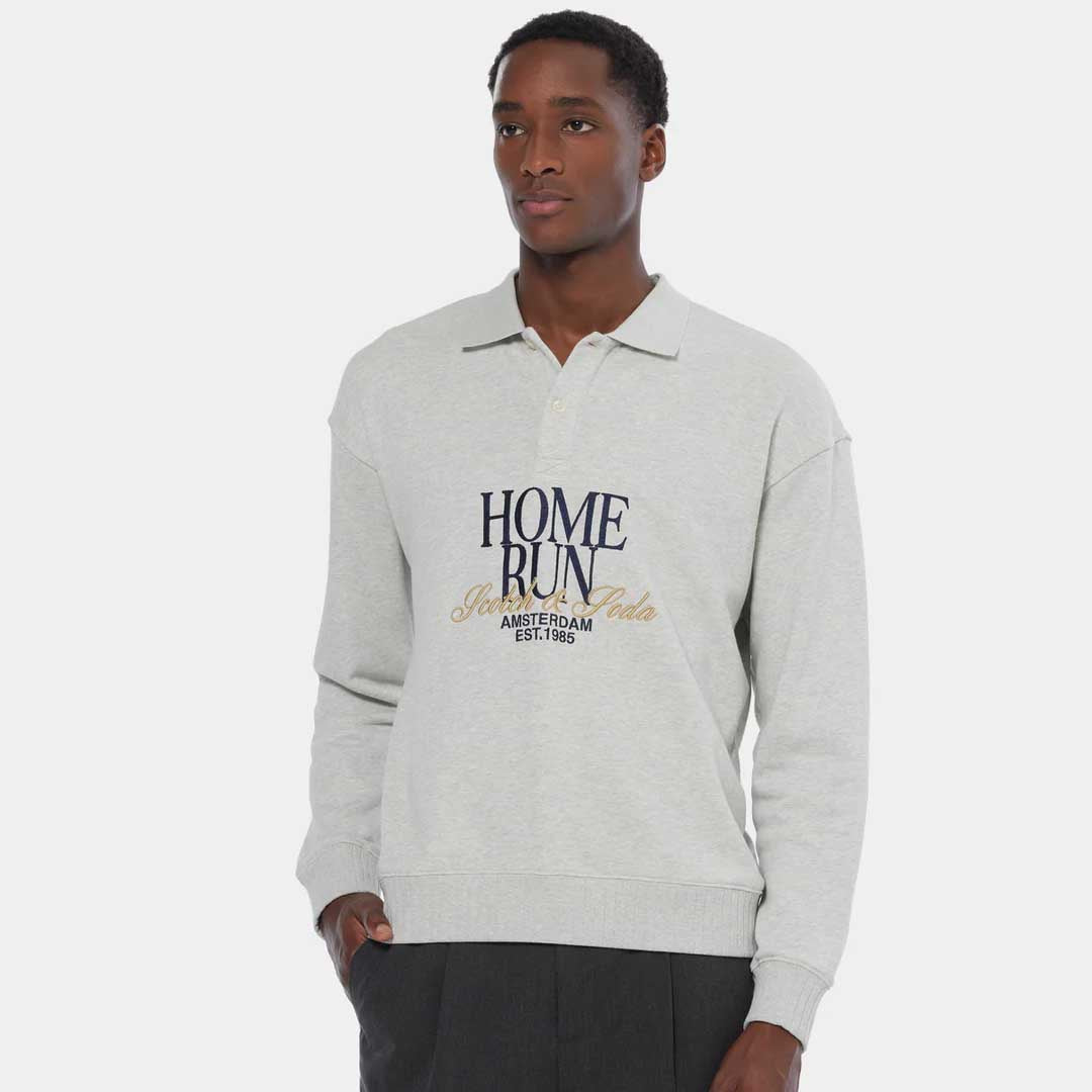 Relaxed Polo Sweatshirt | Light Grey Melange