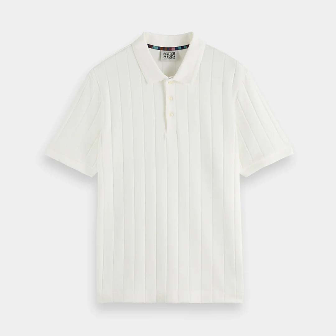 RIB KNIT POLO | SWAN