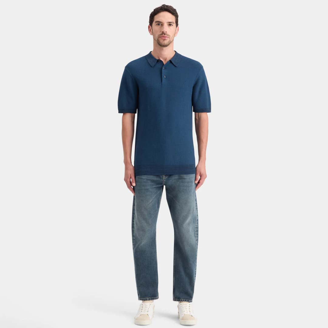 STRUCTURED KNITTED POLO | HERITAGE BLUE