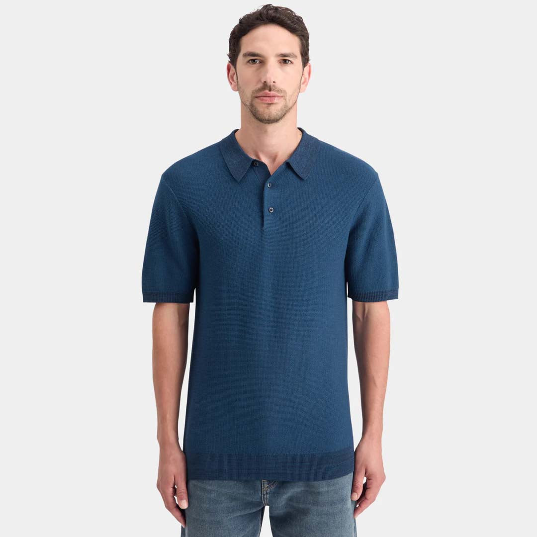 STRUCTURED KNITTED POLO | HERITAGE BLUE