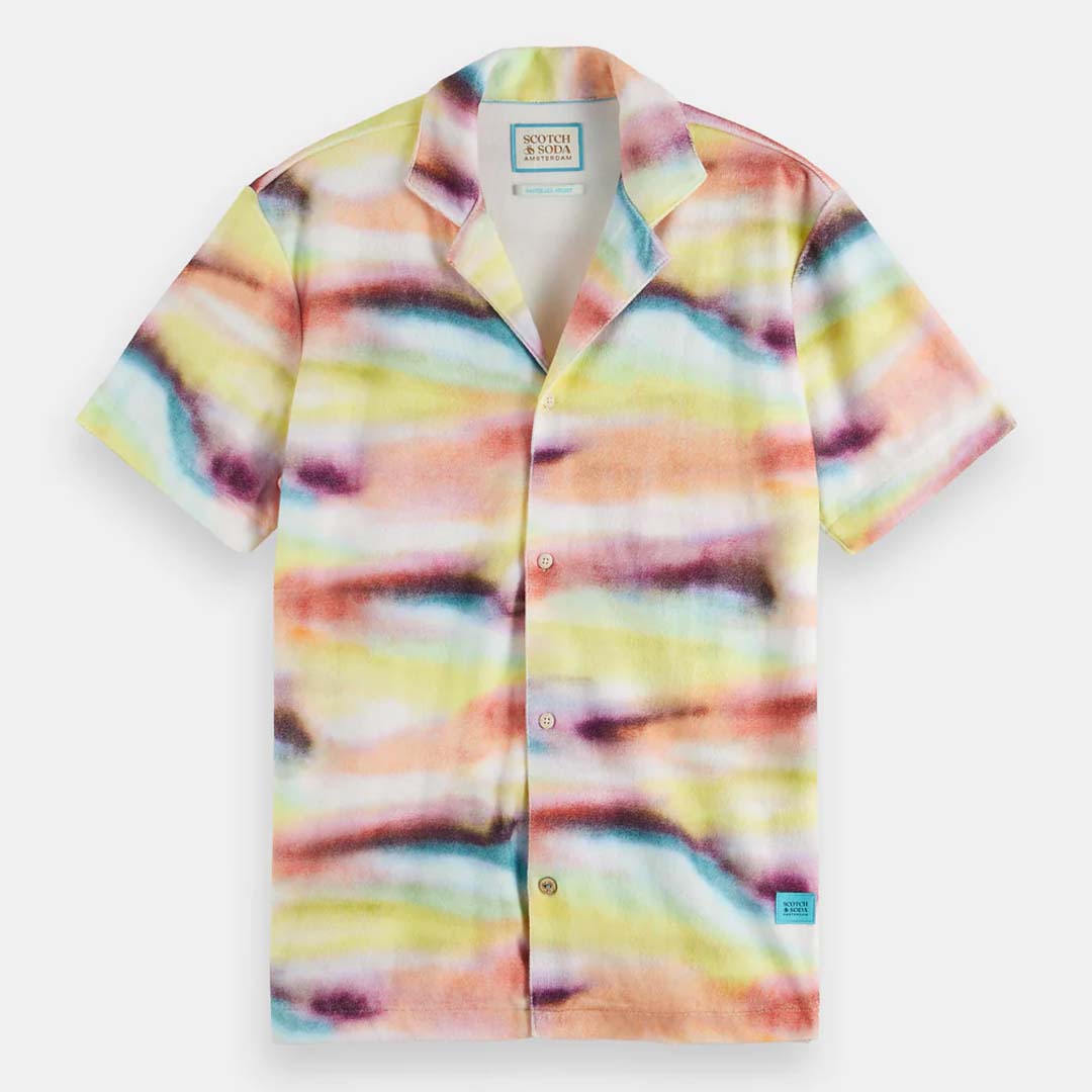 TOWELLING CAMP SHIRT | BLURRED LANDSCAPE PINK