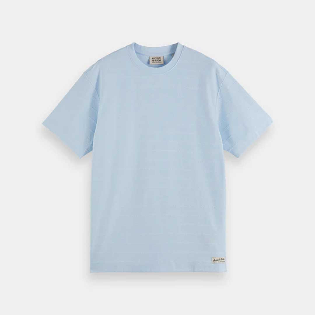 Towelling Striped T-Shirt | Shirting Blue