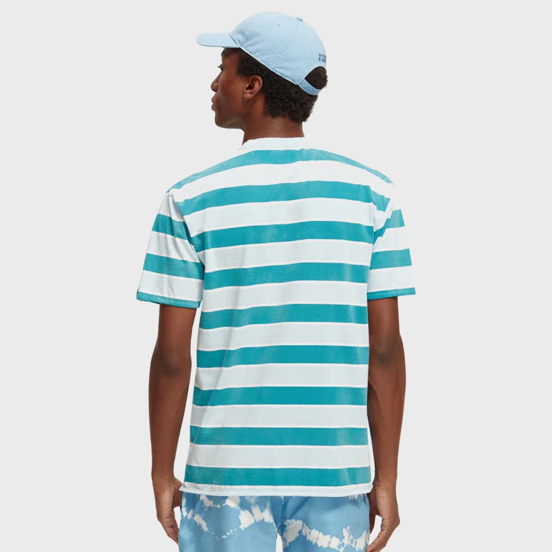 YARN-DYED STRIPE T-SHIRT | BLUE/GREEN STRIPE