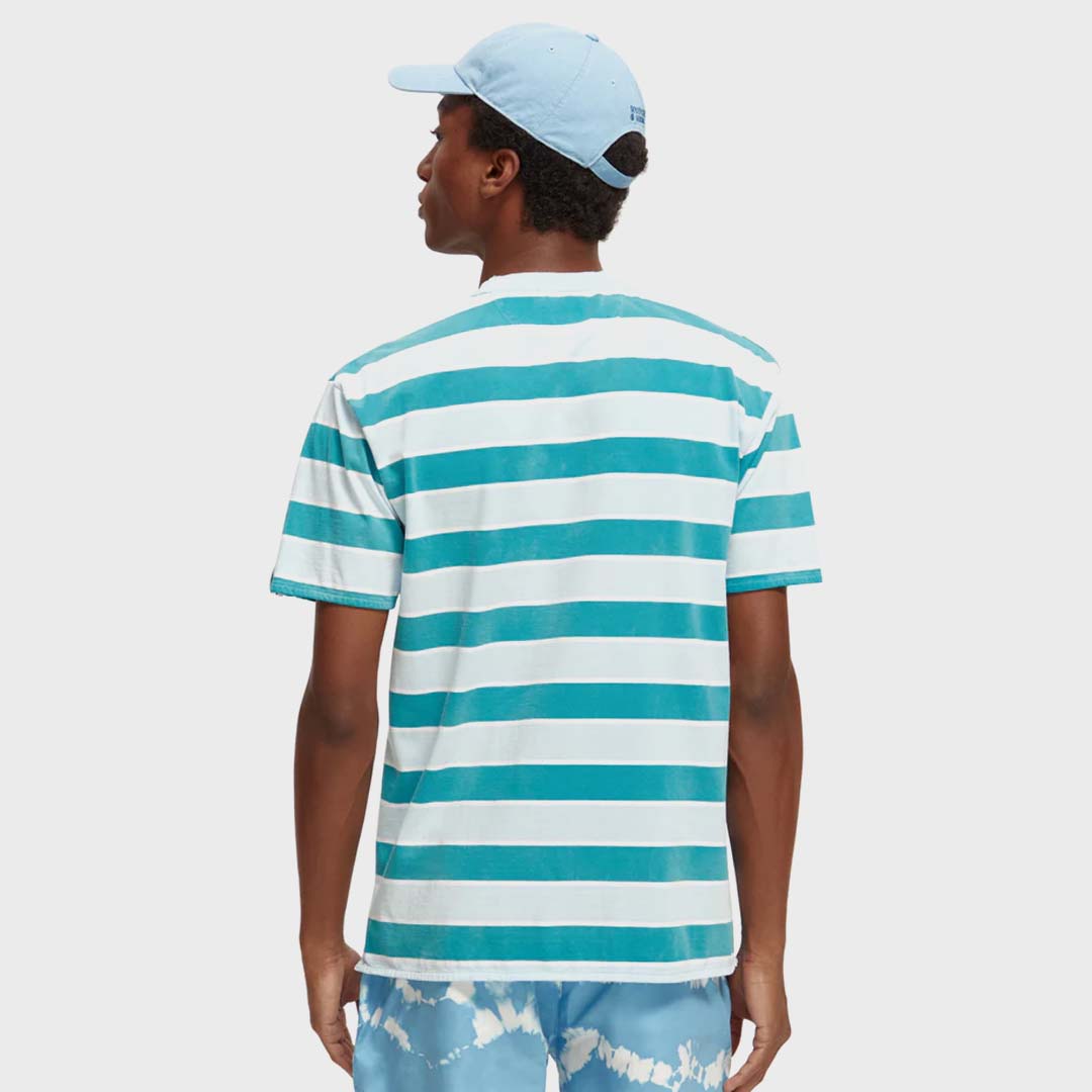 YARN-DYED STRIPE T-SHIRT |  BLUE/GREEN STRIPE