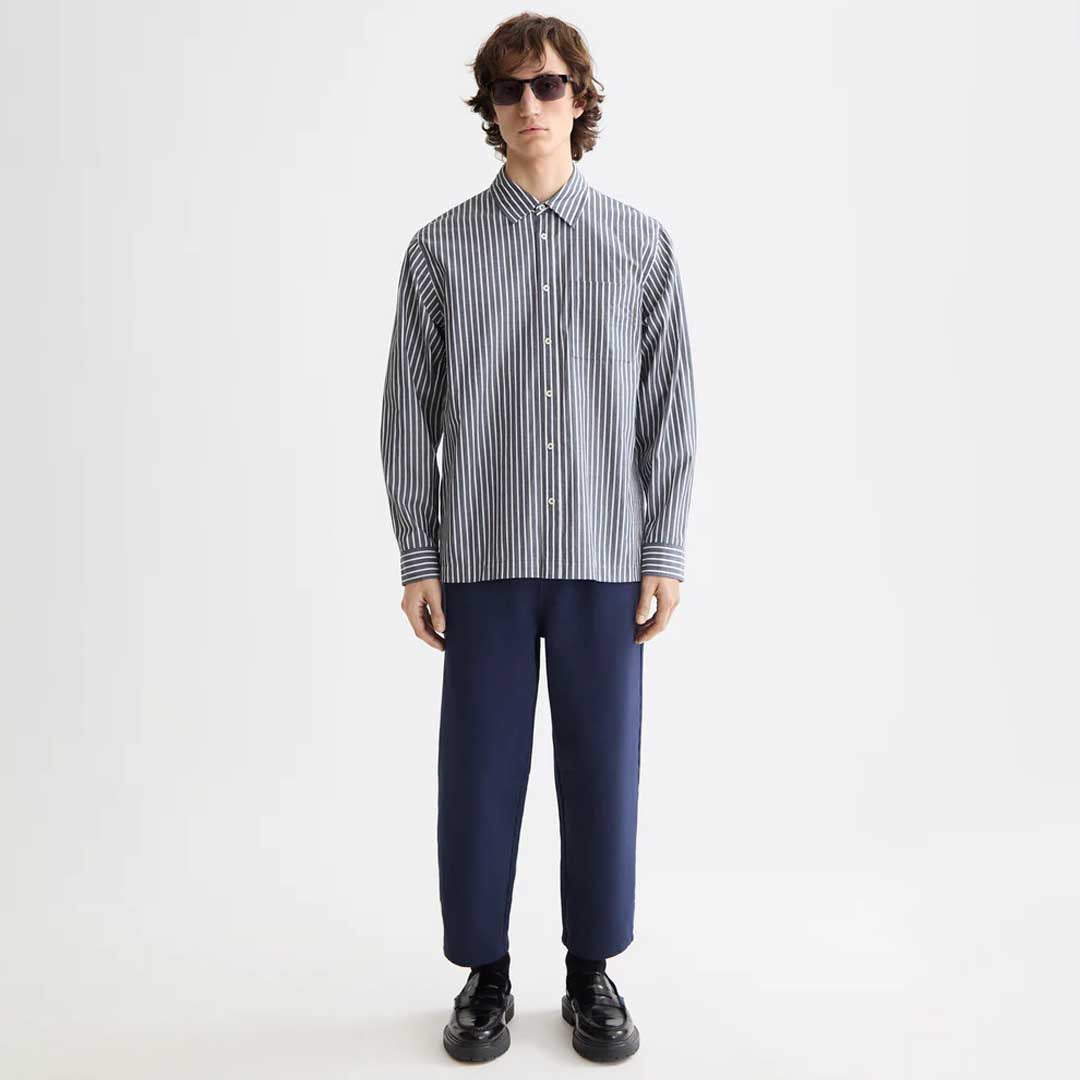 Striped Poplin Shirt | Sky Captain Stripes