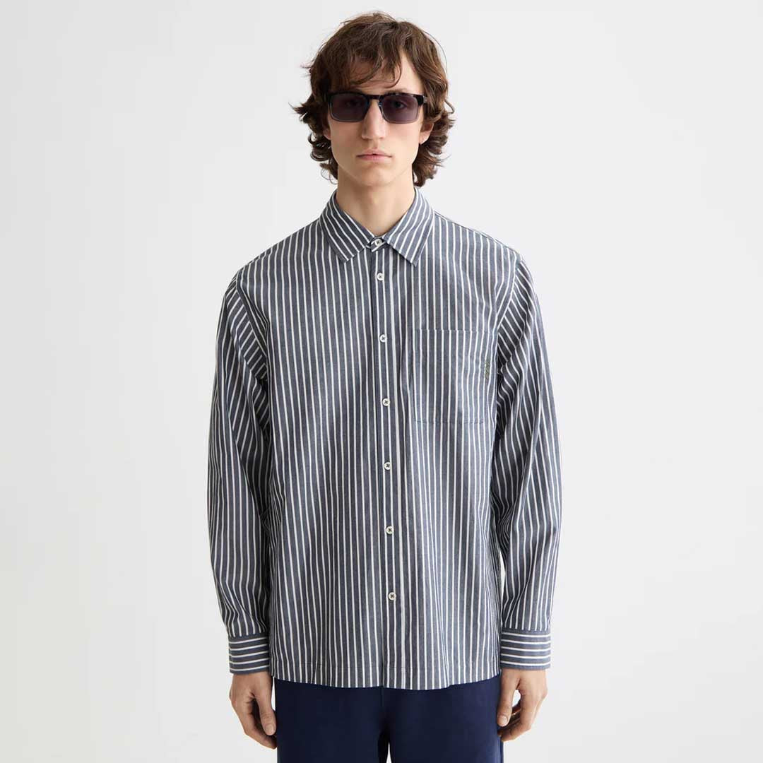 Striped Poplin Shirt | Sky Captain Stripes