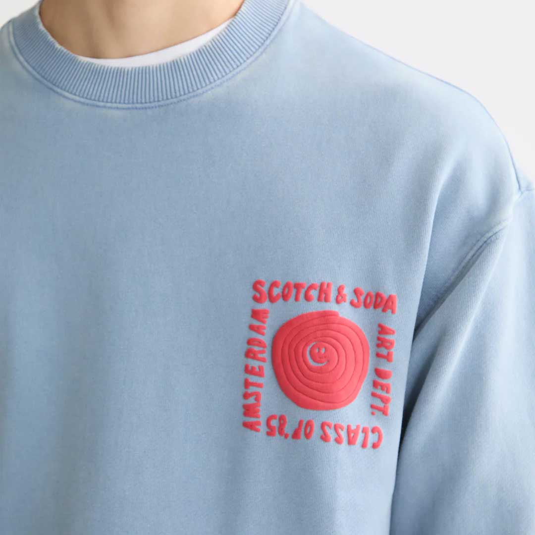 Washed Artwork Sweatshirt | Faded Denim