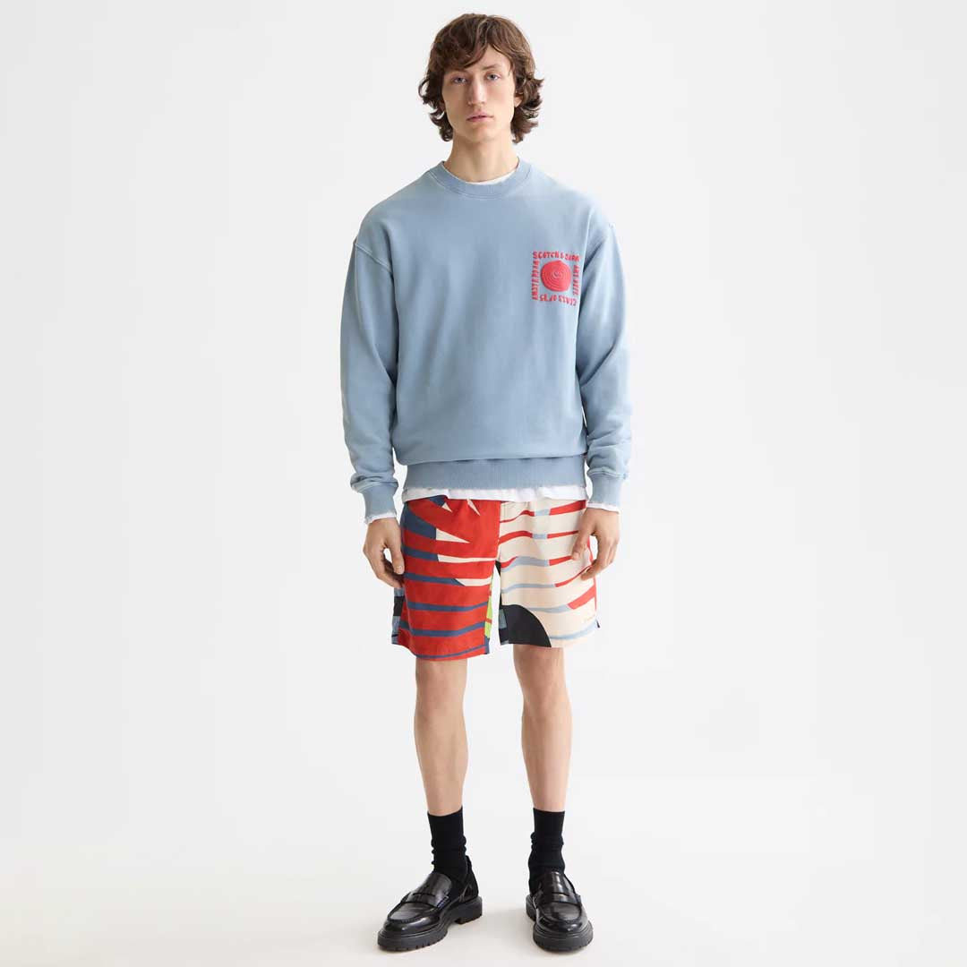 Washed Artwork Sweatshirt | Faded Denim