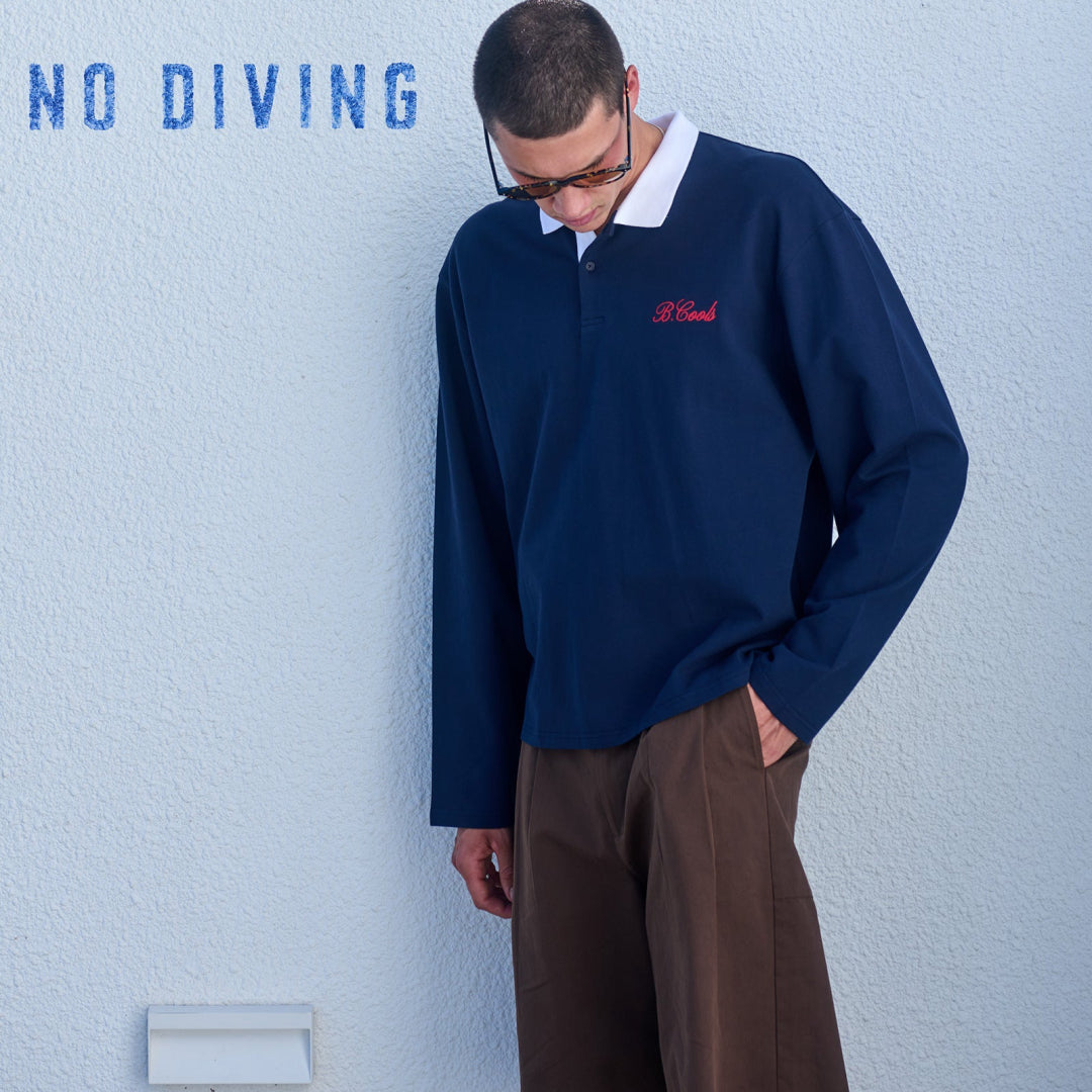 B.Cools Scribe Crop Polo in navy, back