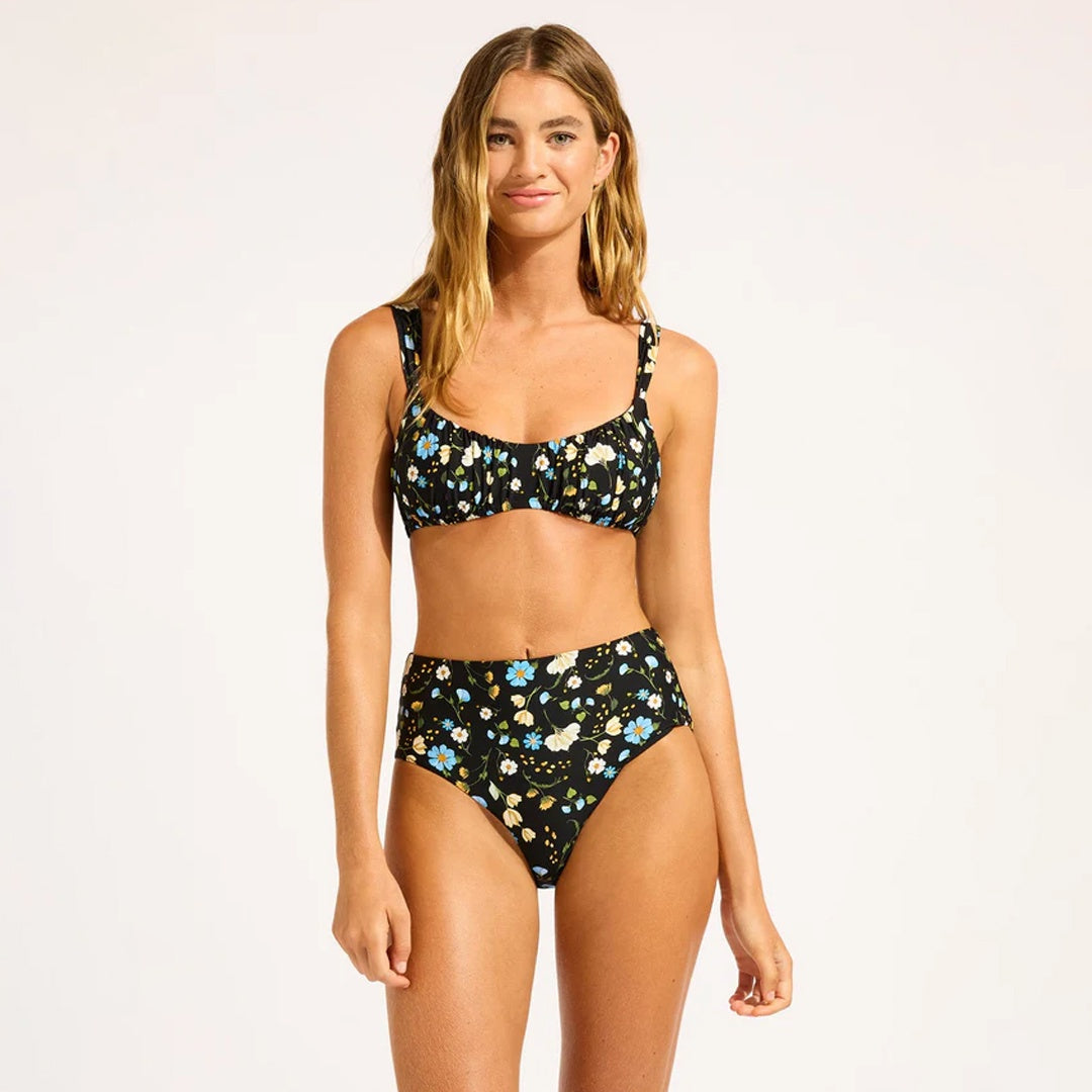 Modern Romance High Waisted Bikini Bottom | Black