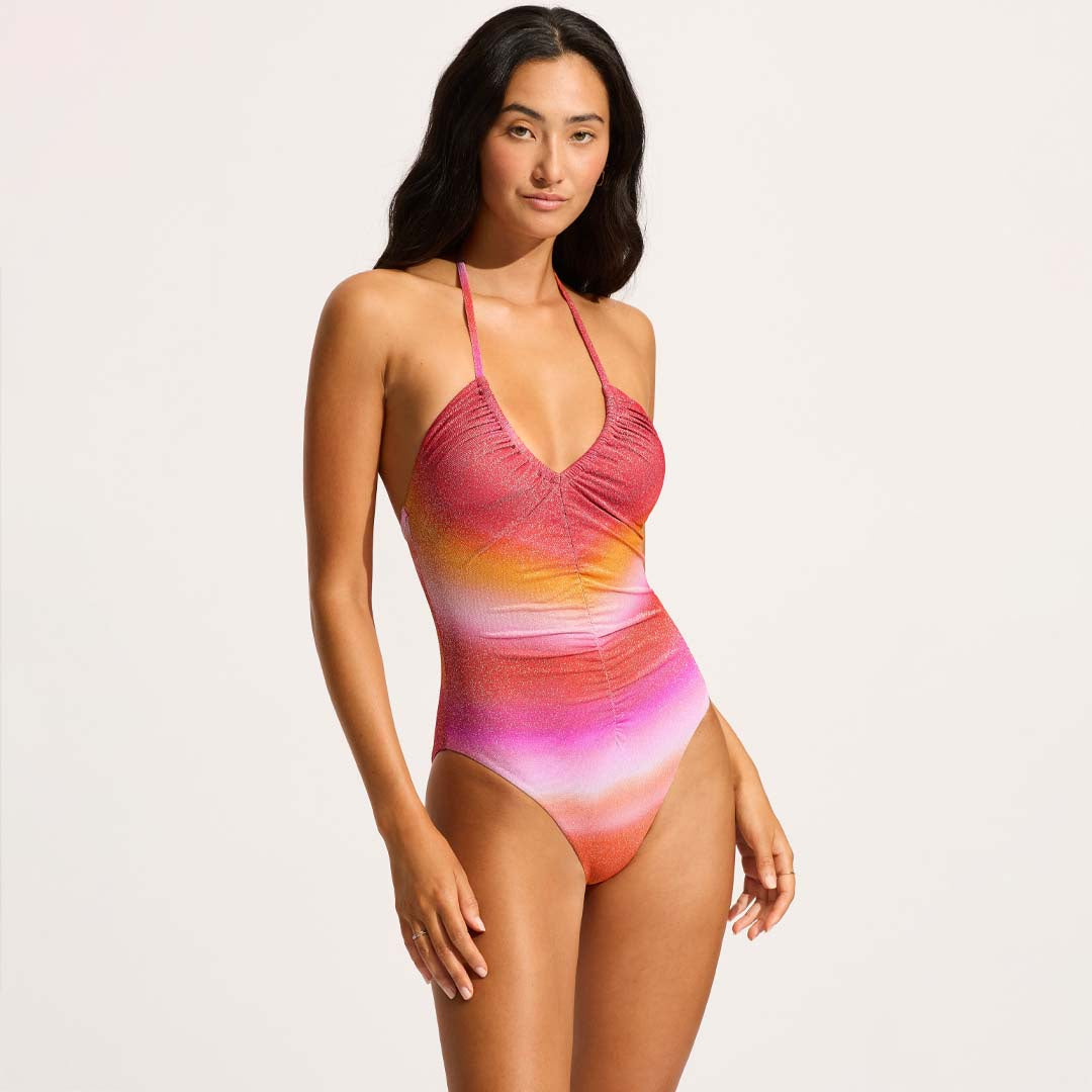 Spectrum Drawstring v Neck | Hot Pink