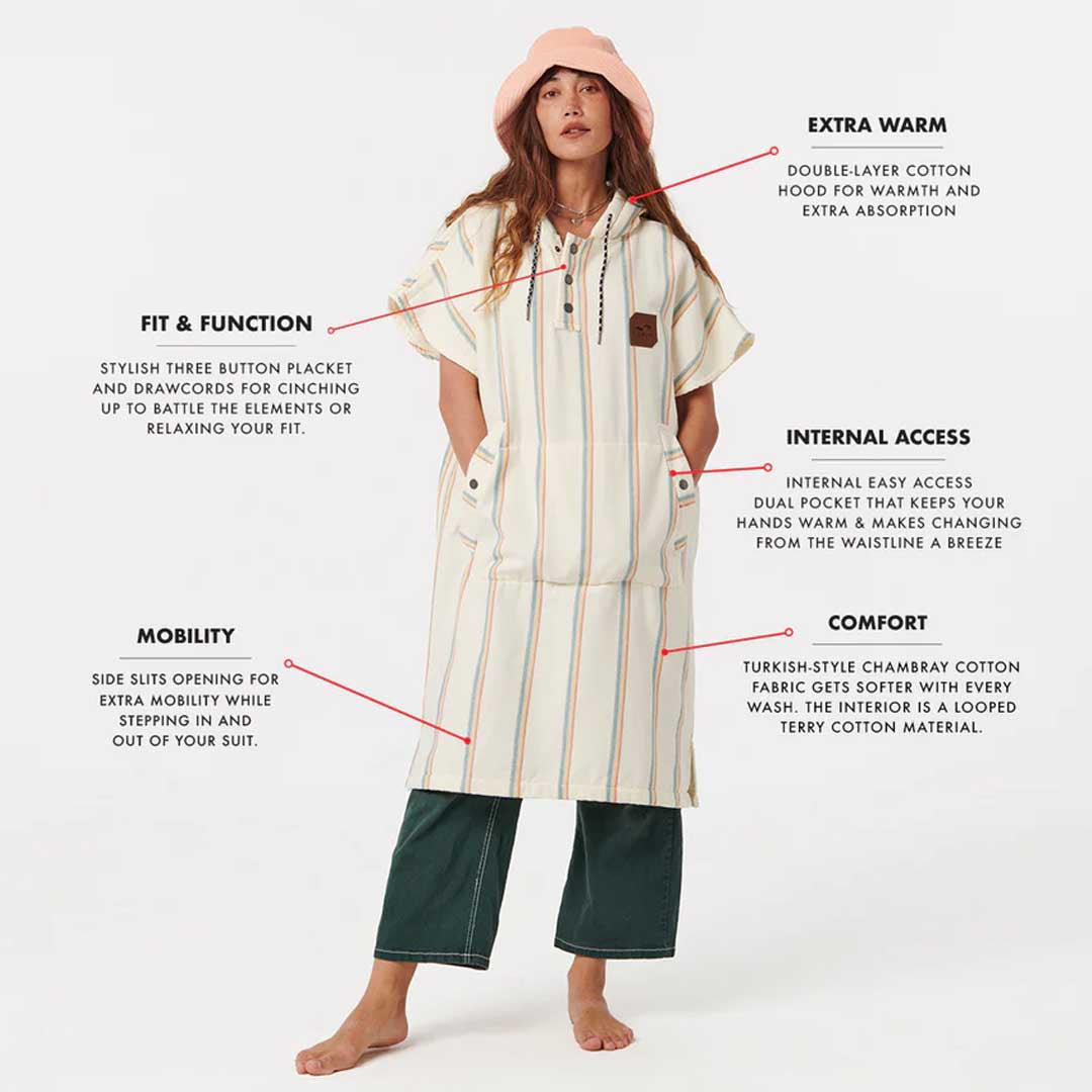 Baja Stripe Poncho | Cream