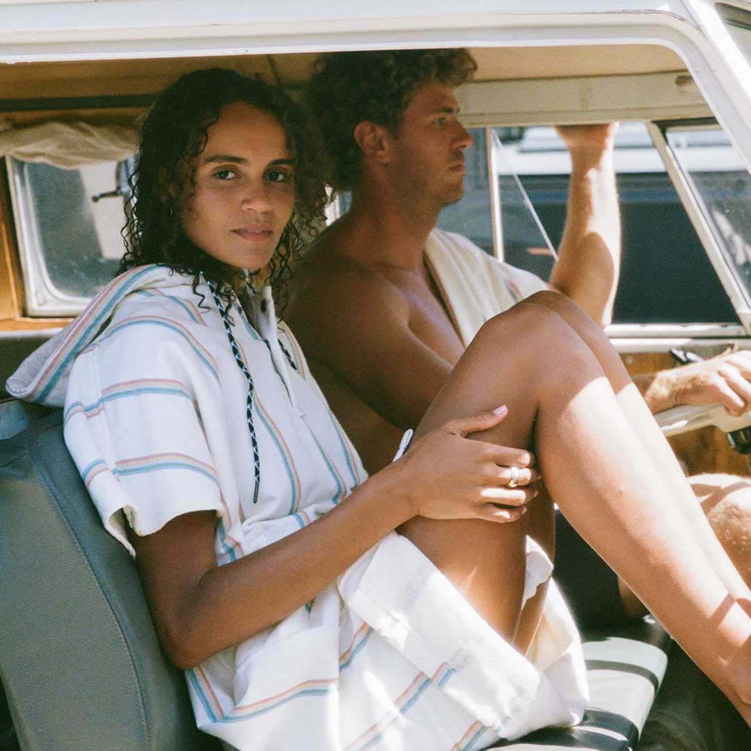 Baja Stripe Poncho | Cream