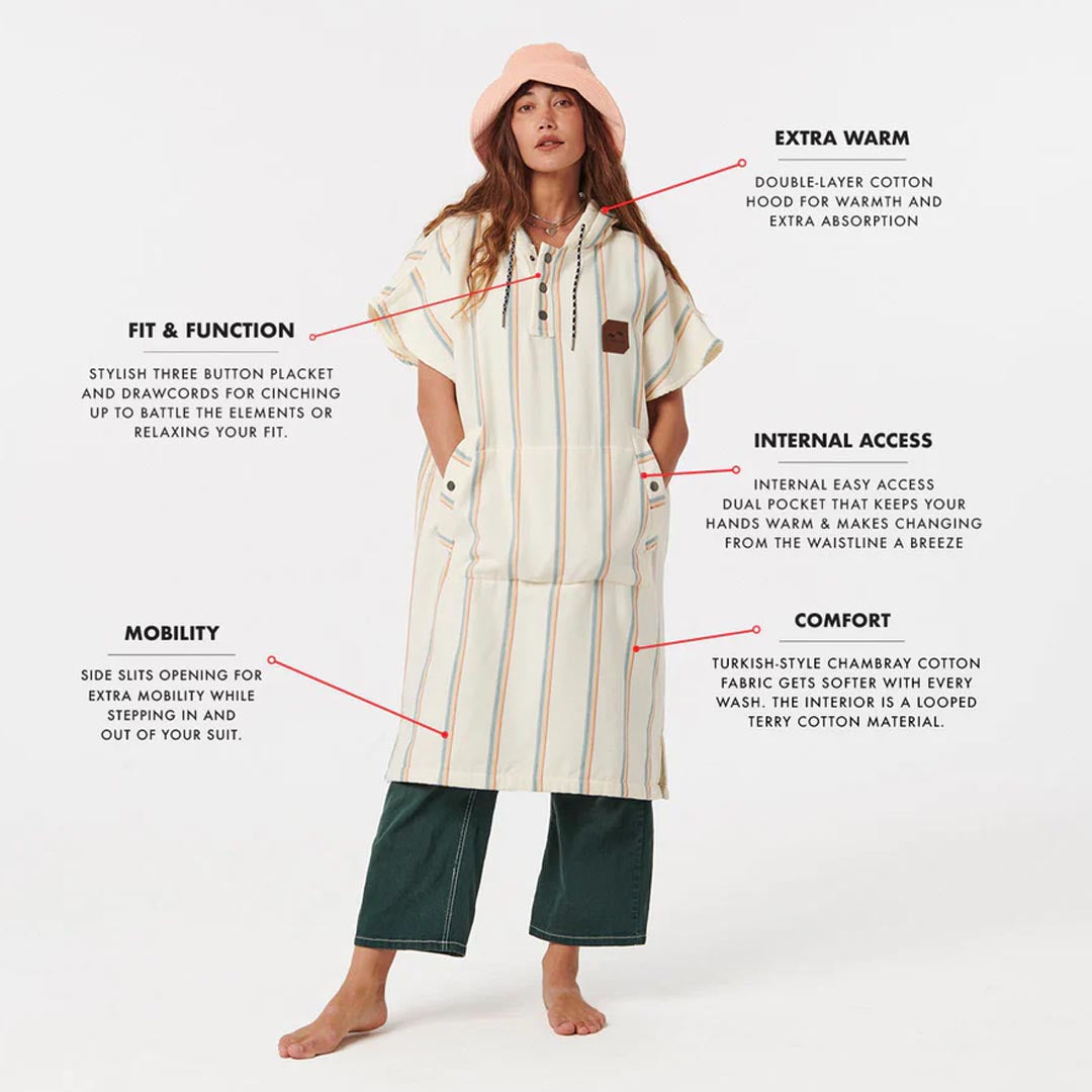 Baja Stripe Poncho | Cream