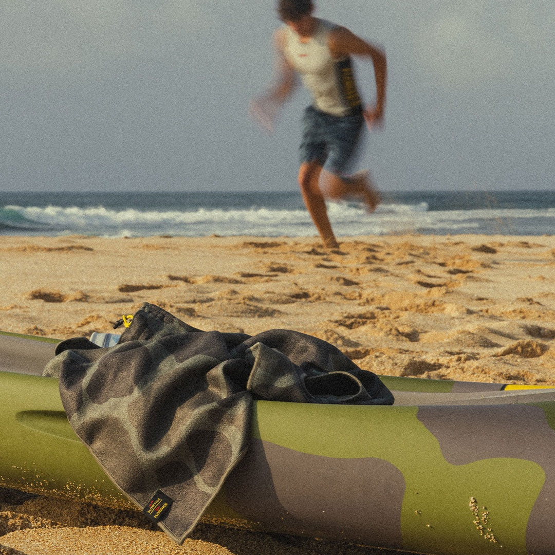Slowtide Florence Packable Performance Quick-Dry Towel in Overland — product detail or lifestyle view 2