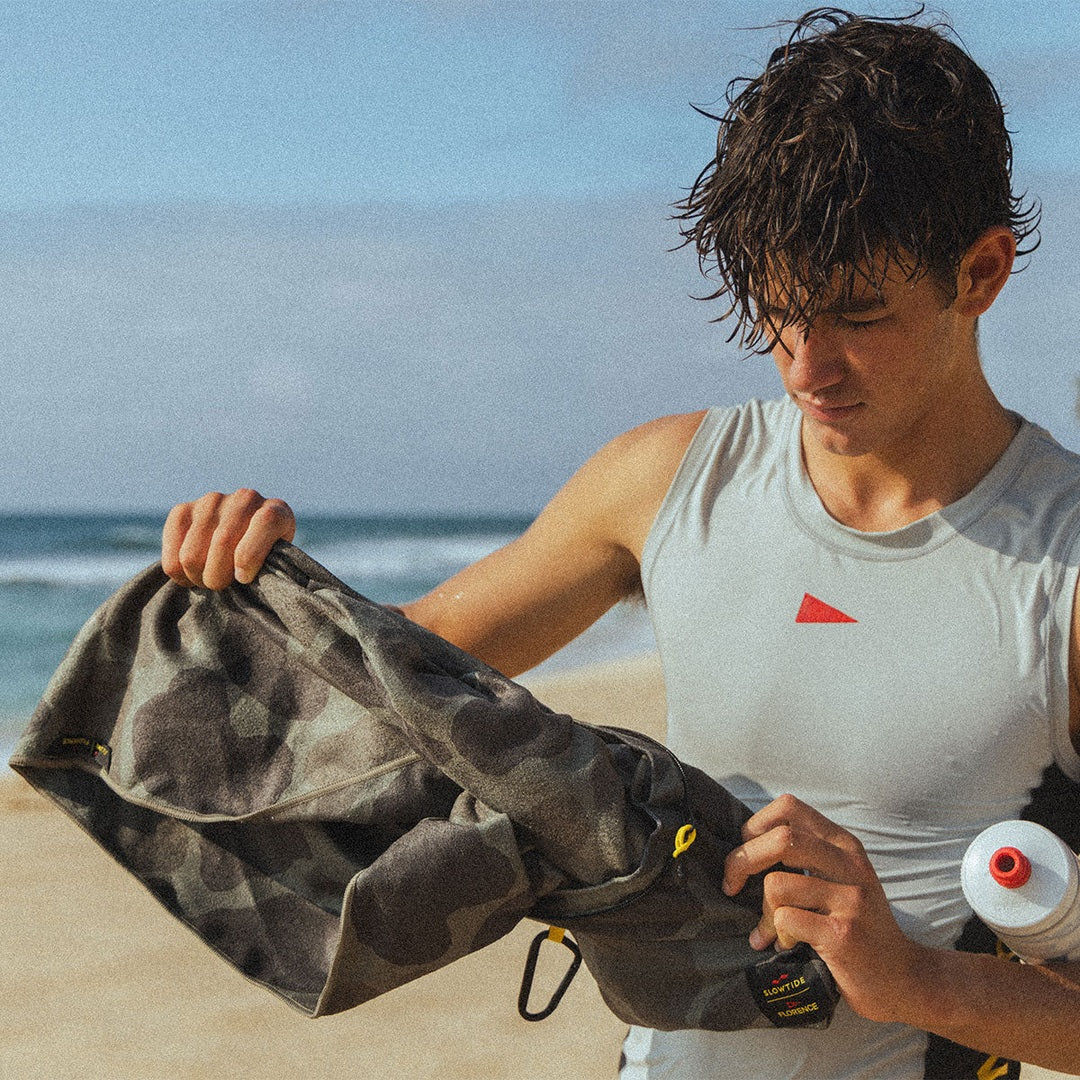 Slowtide Florence Packable Performance Quick-Dry Towel in Overland — product detail or lifestyle view 3