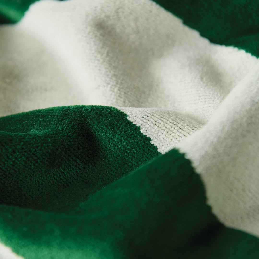 Slowtide Stripe Woven Beach Towel in Kale — product detail view 2