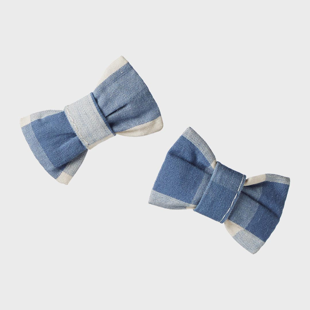 Small Bow Hair Clips | Bluebelle Check