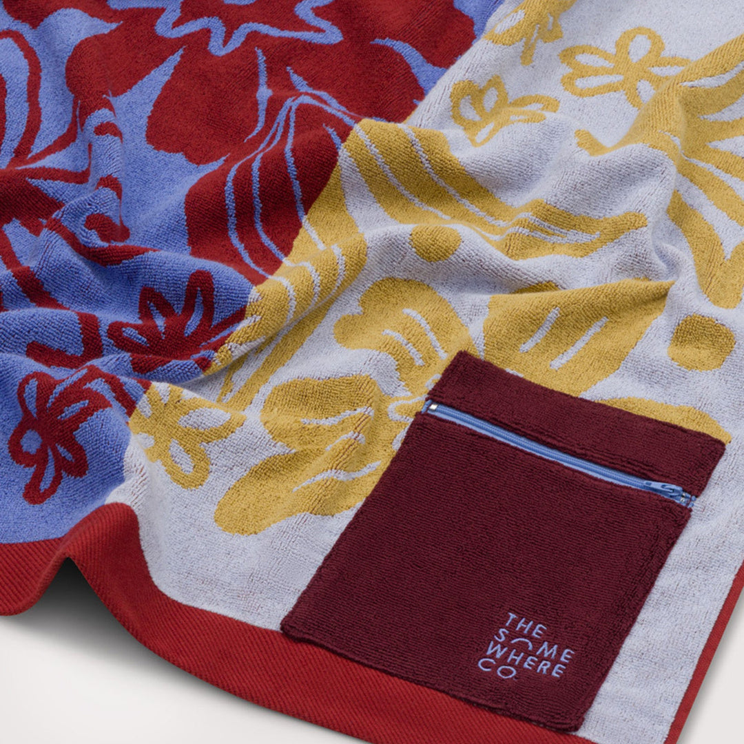 The Somewhere Co. Premium Cotton Beach Towel in Flor Del Sol — official image 06