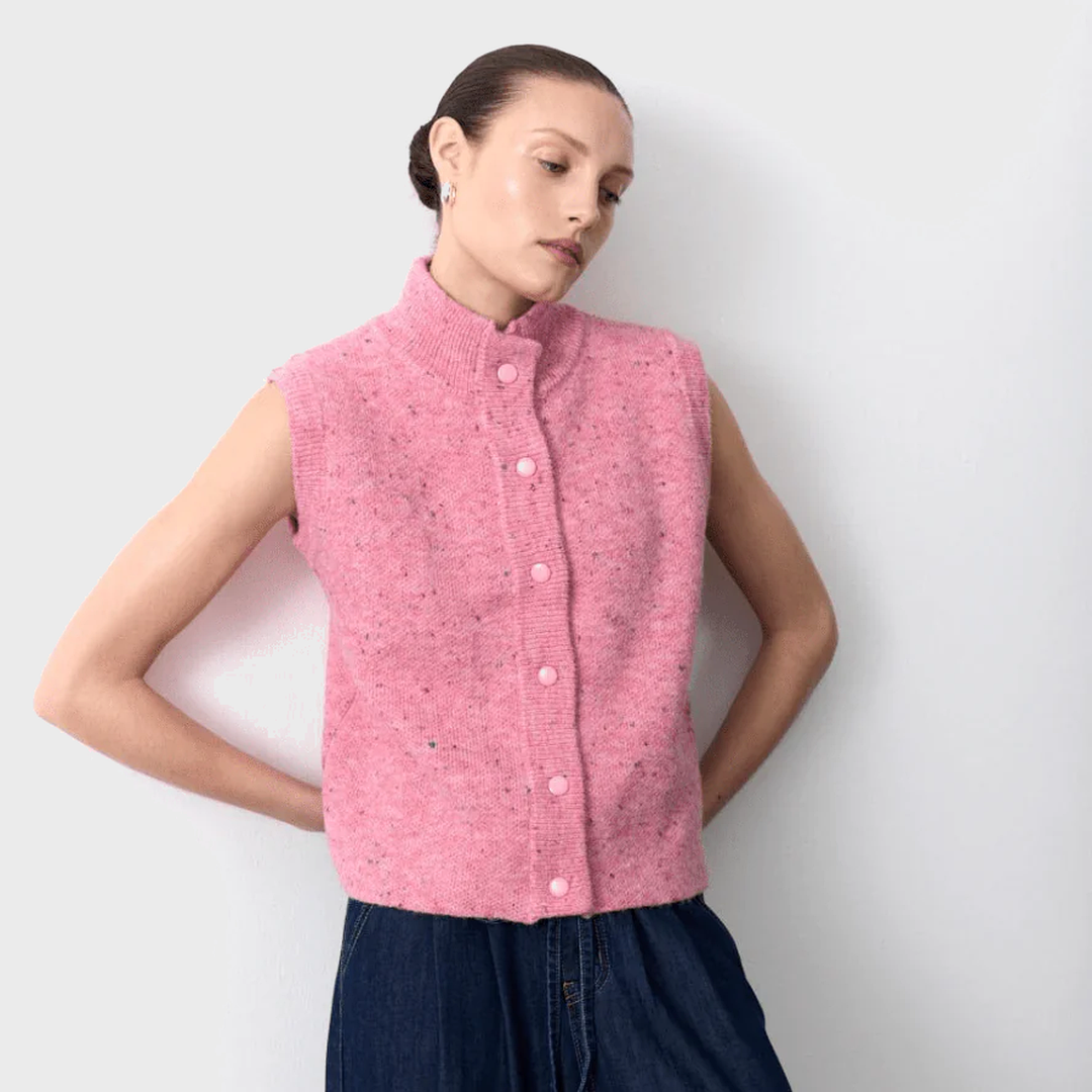 Speckle Knitted Vest | Pink