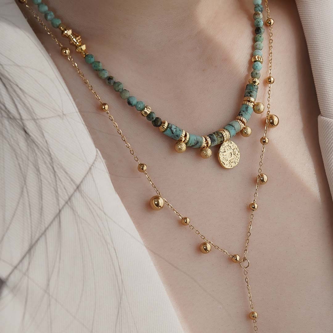 Mini Coin Drop Necklace | Seafoam
