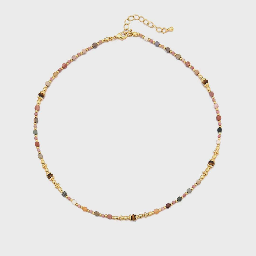 Dainty Cube Bead Necklace | Blush