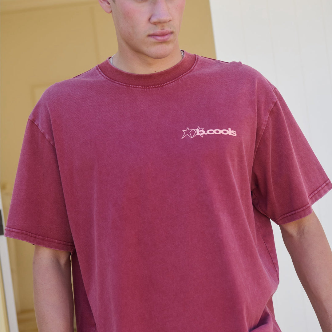B.Cools Star Crop T-shirt in red, front