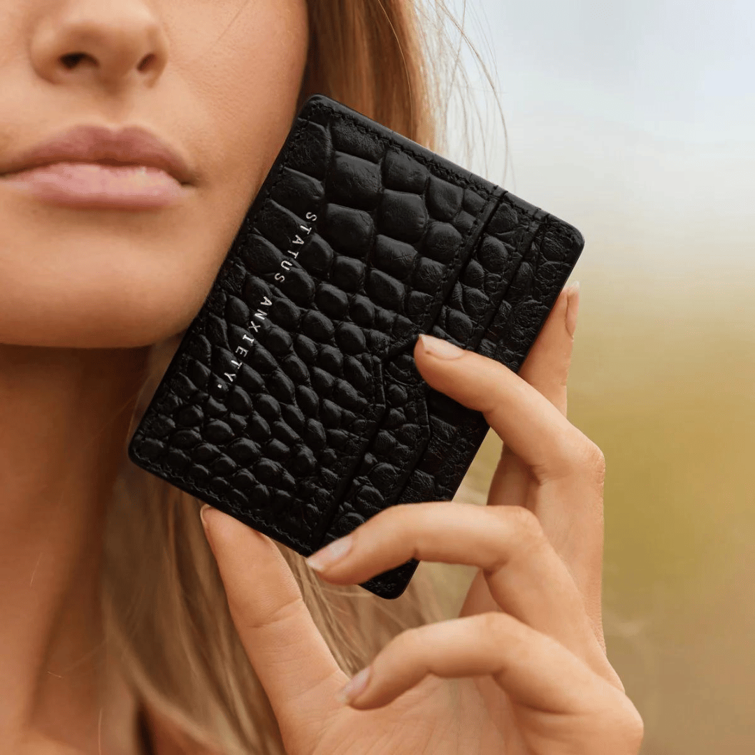 Together for Now Wallet | Black Croc Emboss