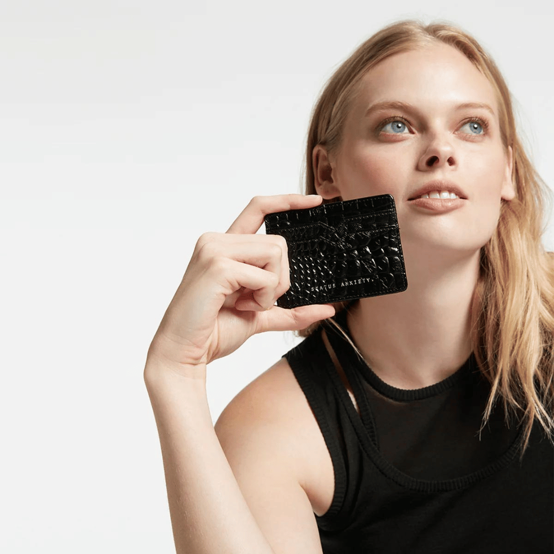 Together for Now Wallet | Black Croc Emboss