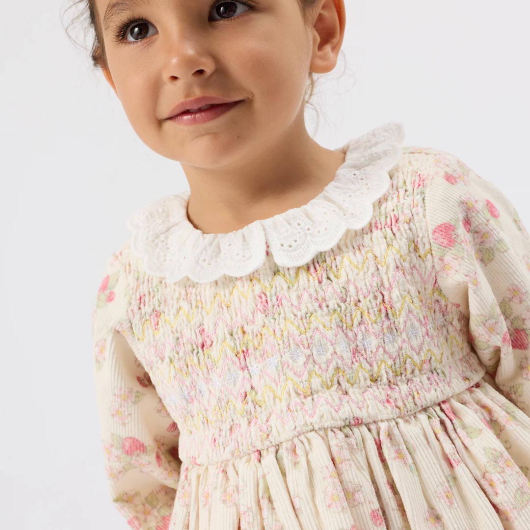 Strawberry Fields Smocked Dress | Cream