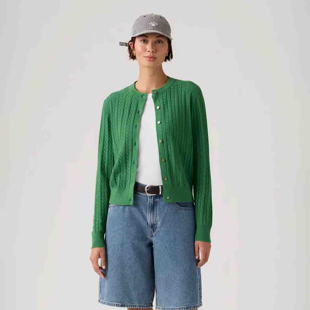 Supersoft Crewneck Cardigan | Green