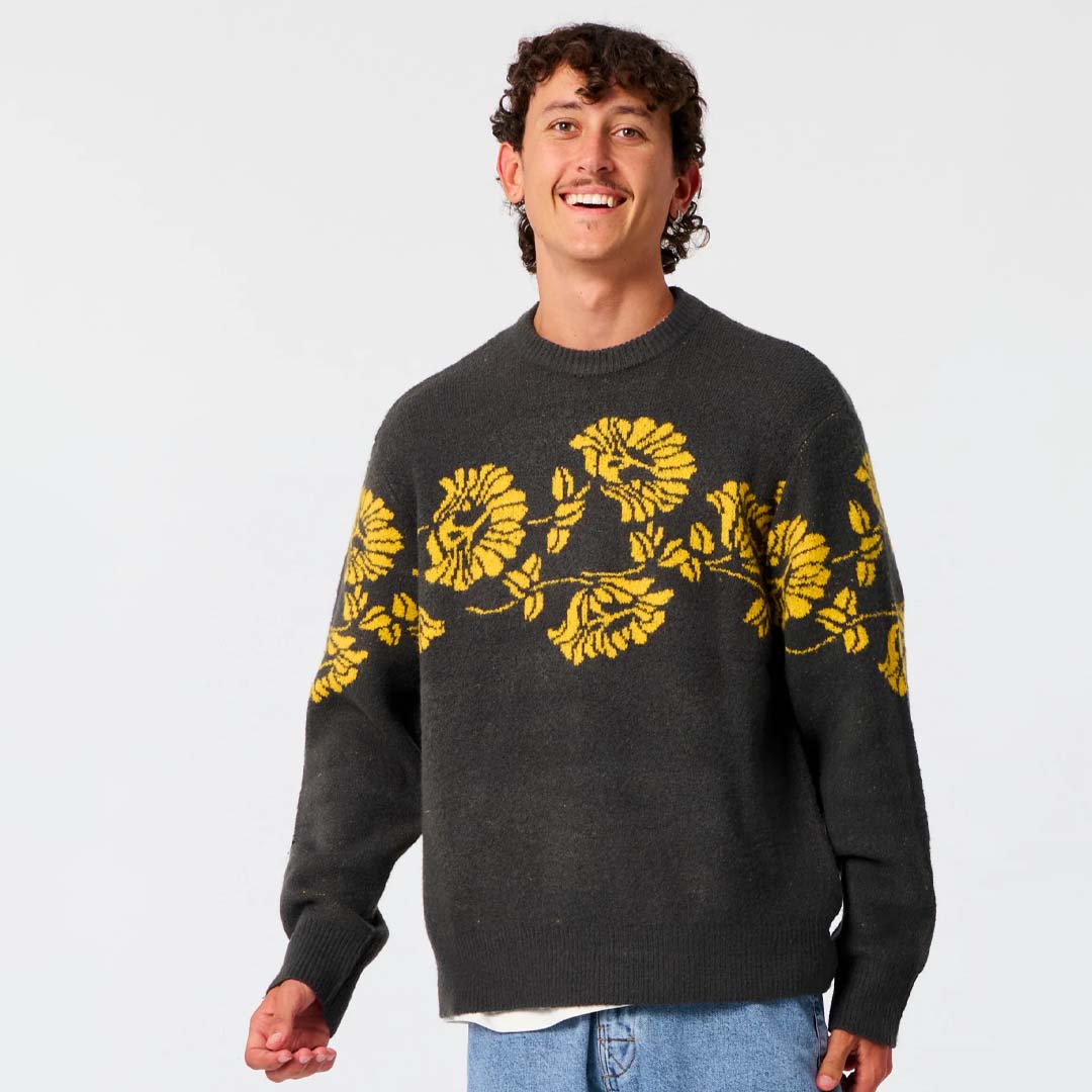 Peace Flower Crew Knit | Phantom
