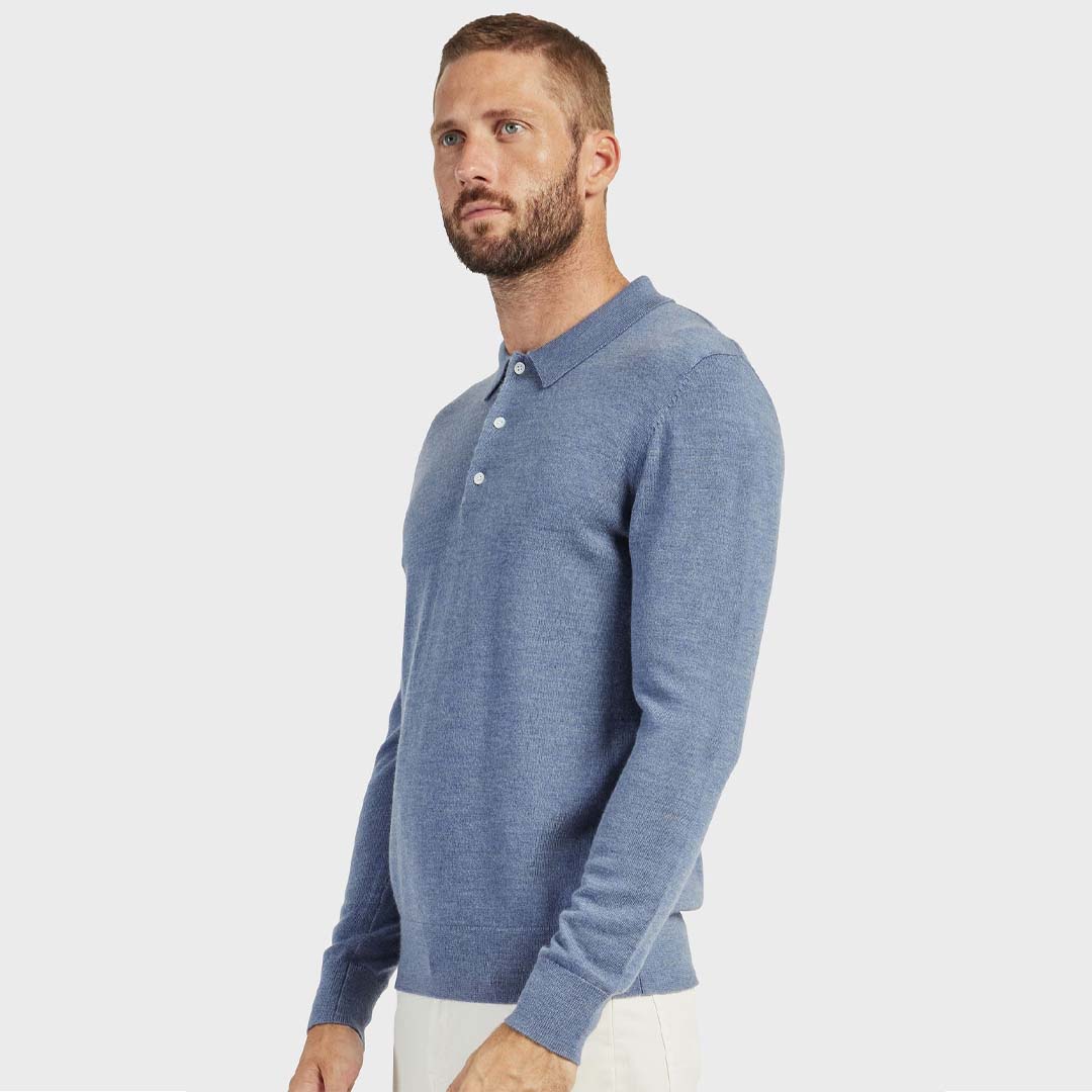 ACADEMY MERINO POLO | SHADOW BLUE