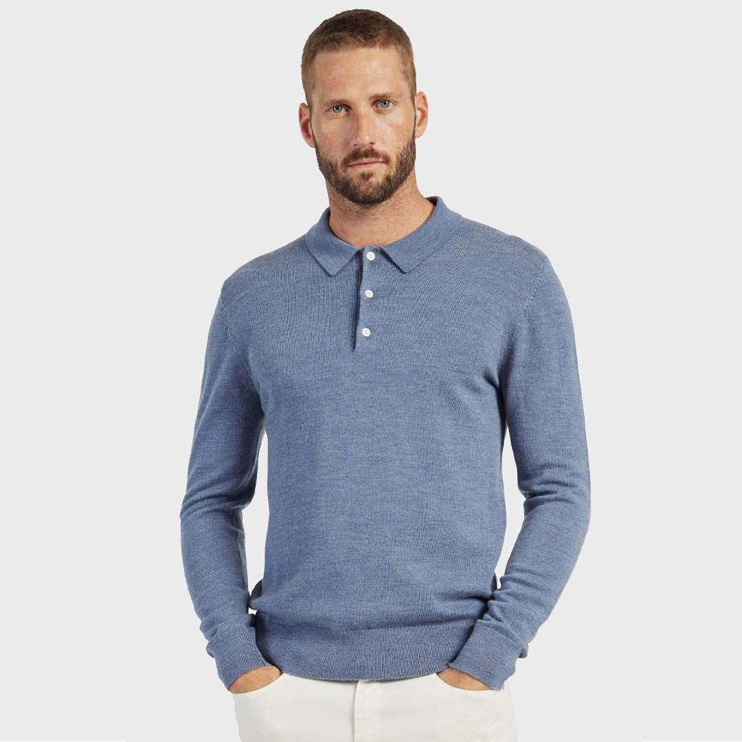 ACADEMY MERINO POLO | SHADOW BLUE