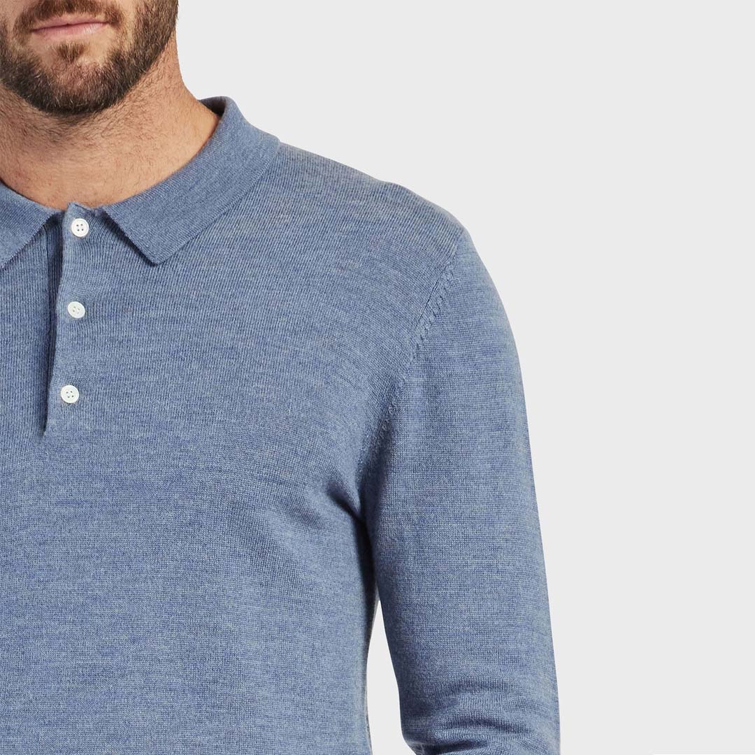 ACADEMY MERINO POLO | SHADOW BLUE